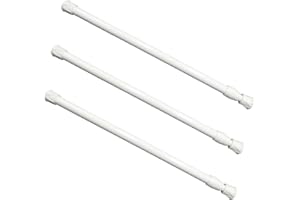 SYEYCW 3 Pezzi Aste per Tende Estensibili, 30-50cm Bastoni per Tende Regolabile, Bianca Asta Sospesa, Molla Pressione Bastoni, Asta Tenda Fissaggio Telescopica, per Armadi, Finestre, Libreria