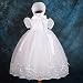 Dressy Daisy Baby Girls' Beaded Floral Embroideries Baptism Christening Gown Flower Girl Dress With Bonnet Infant Size 0-3 Months White