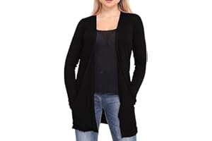 Mustwearit New Womens Long Sleeve Boyfriend Cardigan Ladies Open Front with Pockets Casual Basic Top Cardi UK Plus Sizes 8-26