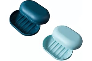 SOFTCUTELEE Soap Dish with Lid Travel Soap Case Soap Bar Travel Soap Leakproof Soap Box Container Holder closable Soap Bar Dish Storage for Shower Travel Hiking Bathroom School Gym - 2PCS