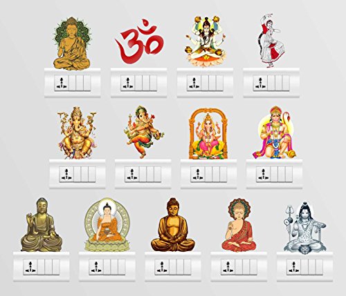 Rawpockets Spiritual God Combo Switch Board Sticker Set (PVC Vinyl, 12 cm x 12cm, Set of 13) RS.147 (79.00% Off) - Amazon