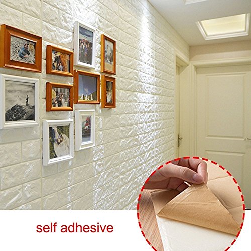 10 Blatt 3D Stereo-Aufkleber kasi Stein Tapete Ziegelstein für Fernsehapparat Wände / Sofa-Hintergrund-Wand-Dekor wasserdichter Wand-Aufkleber Design Tapete weißer Ziegelstein Mauerstein Tapete, 3D Wand-Verkleidungen (10 Blatt, weiß) - 3