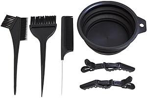 YANTAISIYU 6 Piezas de teñido cabello herramientas juego pinceles para teñir cabello, cuenco para teñir Cabello, doble cara teñido cabello peinado peine, peine de cola puntiaguda, 2 pinzas de pelo cocodrilo