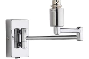 BRITALIA Polished Chrome Traditional Retro Switched Double Swing Arm Wall Reading Light Bracket | Discreet On Off Rocker Switch Operated | 1 x BC Lamp Bulb Required | Bedside - Living Room