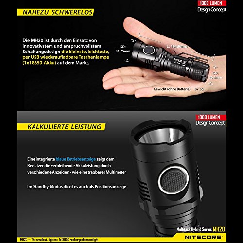 Nitecore Multitask Hybrid MH20W NW neutral white XM-L2 LED Handthrower aufladbar - 2