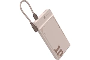 Portronics Luxcell Uno 10K 10000 mAh 22.5W Fast Charging Power Bank with Detachable Type C Cable, Ultra Slim Power Bank with Mach USB-A Output, Type C PD Output, Type C Input, Wake Up Button(Mocha)