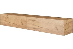 Planetmöbel Mueble TV West, Mesa TV de 200 cm de Largo, Mueble TV suspendido o de pie, Mueble Salon Moderno, 2X Mueble Television 37,8 x 100 x 30 cm, Roble Dorado