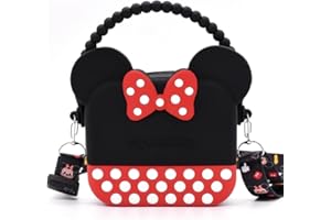 simyron Kinder Umhängetasche aus Silikon Bow Kulturbeutel Mädchen Handtasche Cartoon Crossbody Purse Schule Umhängetasche Geldbörse mit Verstellbarem Kinder Geschenke
