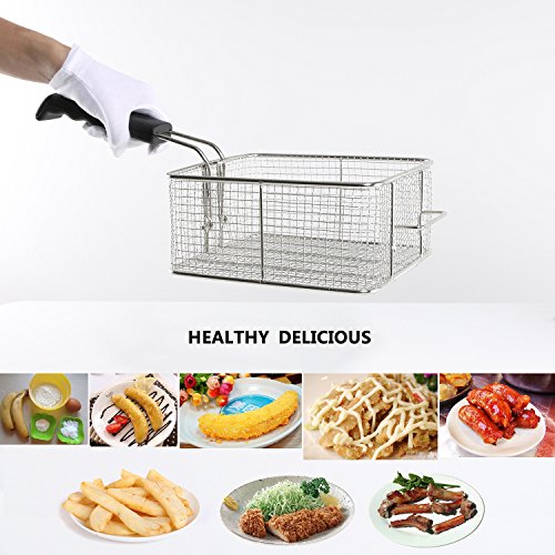 Chef Basket 304 faltbar Edelstahl Kitchen Craft Pommes Frittierer und Korb Dampf Spülen Zugentlastung Bratpfanne Korbventil Net Küche Werkzeug für Chips Fried Lebensmittel oder Obst Square Shape - 2