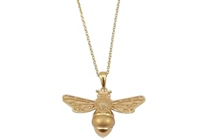 Kiara Jewellery Naszyjnik z wisiorkiem w kształcie trzmieli ze srebra wysokiej próby 925 pozłacany żółtym złotem na pasującym łańcuszku 45 cm ze srebra wysokiej próby., Pozłacane żółtym złotem,