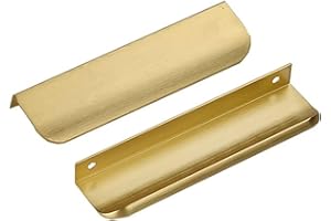 Ndjiloik 10 Stück Versteckter Türgriff Schrankgriffe Möbelgriffe Aluminiumlegierung für Kleiderschrank Tür Schubladen,Golden,Gesamtlänge 150MM