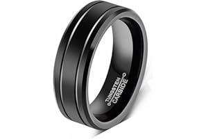 MAGIIE Bague Homme Pas Cher,Bague Anneau Homme Noir en Acier Titane,Fantaisie Bijoux pour Anniversaire Père Mari Mariage Band Éternité