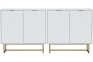 UEV Sideboard 2er Set, 160x40x77,5cm, Kommode mit 4 Türen und verstellbare Ablagen, Buffet, TV Board, Aufbewarhungsschrank, Kücheschrank, Mehrzweckschrank für Wohnzimmer Schlafzimmer(weiß)
