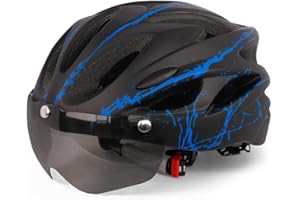 Sahgsa Kask rowerowy, regulowany kask rowerowy dla dorosłych mężczyzn i kobiet, kask ochronny z wizjerem magnetycznym, 54-62 cm
