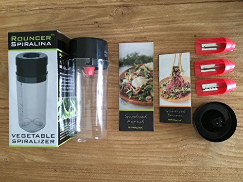 Spiralina – Gemüsespirale – 4 Einstellungen Spaghetti / Julienne and Spiralschneider für Gemüse für Bratpfannen, Salate oder Nudelgerichte + Handschutz + Rezeptbuch und manuelle - 3