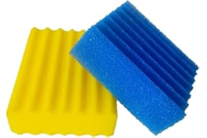KYCHENBASE CBF-200A / CBF-200T / CBF-200U / MBF-200 Teichfilter Schwämme – Filtermatten für Teichfilter, Ersatz Filtermedien, Filterschwämme (1 x Blau Grob, 1 x Gelb)
