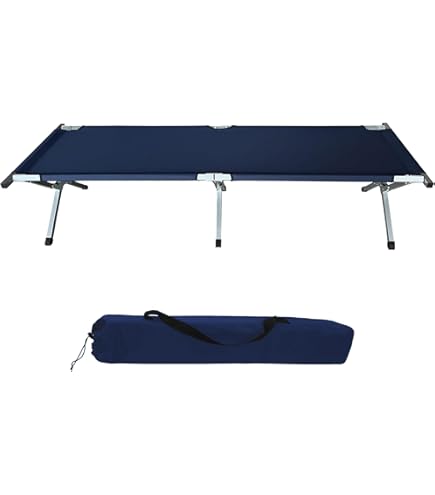 KESSER® Campingbed, opklapbed met draagtas, zijtas en campinglicht, stabiel veldbed, 210 x 73 x 45 cm, tot 150 kg belastbaar, metalen buizen, 600D Oxford-weefsel, draagbaar ligbed, comfortabel voor op