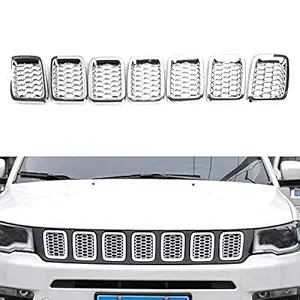 Autoflame Front Chrome Grill for Jeep Compass,Set of 7 pcs.