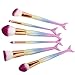 6 Pcs Mermaid Makeup Brush Set Synthetic Kabuki Foundation Blending Blush Eyeliner Face Powder Brush Makeup Brush Kit Beauty Cosmetic Tools (Pink)