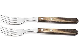 Tramontina Churrasco Set of 2 Heavy Duty Jumbo Steak Forks Brown Wooden Handles