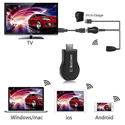 Mirascreen adattatore HDMI, video senza fili, ricevitore TV stick Miracast Dongle WiFi Display, HDMI HDTV adattatore convertitore iOS/Android, Samsung/iPhone, iPad Air/Mini/Pro - supporta DLNA AirPlay Mirrorring