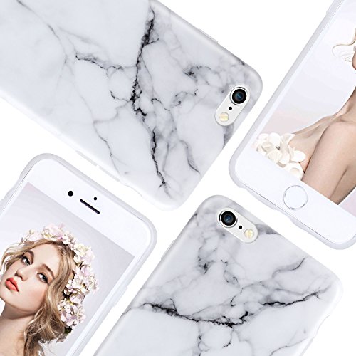 iPhone 6 Marble Case,Imikokoâ„¢ Slim-Fit Anti-Scratch Shock Proof [Stone Texture Collection] Print TPU Soft Case for iPhone 6/6S (4.7 inch) (iPhone 6/6s, White)