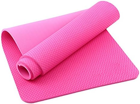Yoga Mat LXF Environmental TPE Sports Gymnastics Mat Fitness Shaping 10mm Thick Pink, Purple, Blue 183*61cm，10mm Thick (Color : Pink)