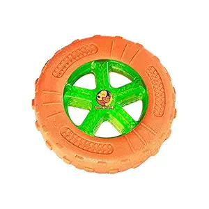 Foodie Puppies Rubber TPR Tires Extreme Chew Wheel Training Aid Toy for Medium & Large Dogs (Color May Vary) (Wheel)