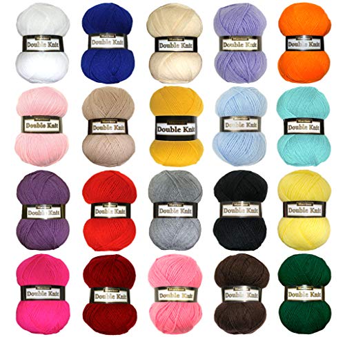 Marriner Yarns Double Knit Bumper Pack | 20 x 100g Balls of Double Knitting Yarn (6000m Approx) | 100% Acrylic