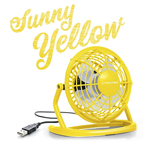 TROTEC TVE 1Y Mini USB Ventilator / Fan / Lüfter in Sunny Yellow, geräuscharm mit An/Aus-Schalter, 360° Neigungswinkel, ideal für Schreibtisch Laptop Notebook, oder unterwegs (gelb)