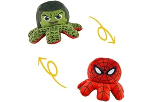 jiffybair Hulk | Spiderman | Marvel Reversible Plushie Toys | Spider man | Superhero | Incredible Hulk | Squishmallow | Happy | Smile | Reversible Octopus Plush