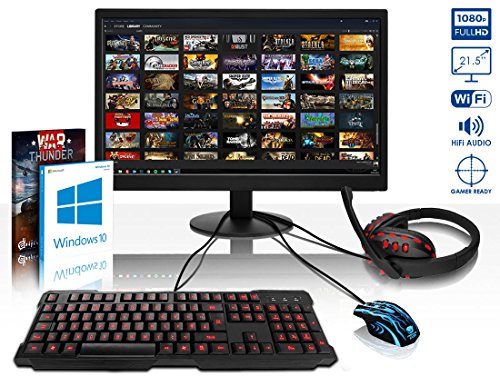 VIBOX Warrior Komplett-PC Paket 4W Gaming PC – 4,1GHz AMD FX 6-Core CPU, RX 460 GPU, leistungsfähig, Desktop Gamer Computer mit Spielgutschein, 22″ HD Monitor, Gamer Tastatur & Mouse, Windows 10, Rot Innenbeleuchtung, lebenslange Garantie* (3,5GHz (4,1GHz Turbo) Superschneller AMD FX 6300 Sechs 6-Core Prozessor CPU, MSI AMD Radeon RX 460 2GB Grafikkarte, 8GB DDR3 1600MHz RAM, 1TB HDD Festplatte, Raijintek CPU Kühler, 85+ Netzteil, Corsair Gehäuse, AM3+ Mainboard) - 2