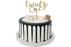 YQ-BEST Gold Glitter Acrylic Twenty One Cake Topper, 21th Birthday Cake Toppers, 21th Anniversary Party Decorations Supplies