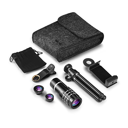 TECHO Professional 12X Zoom Teleobjektiv, Fisheye Objektiv, Weitwinkelobjektiv, Makroobjektiv fÃ¼r iPhone X 8 7 6s Plus SE, Samsung Galaxy S9 S8 S7 Edge Google und die meisten Smartphones