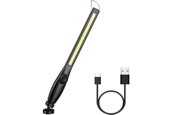 Lampe de Travail LED Rechargeable avec Aimantée et USB Rotation à 360 degrés, Lampe Inspection LED Rechargeable, Lampe D'inspection pour Atelier de Ménage Camping en Plein Air Randonnée (Noir)