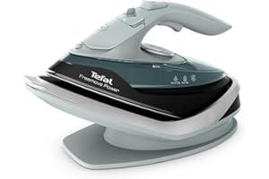 Tefal Freemove Power FV6672G0 Cordless Steam Iron – 2600W, 40g/min Continuous Steam, 220g Steam Boost, 11-Second Recharge, Lightweight 960g, Ceramic Soleplate, Auto-Off, Anti-Drip, Eucalyptus