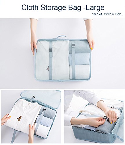 Belsmi Reise Kleidertaschen Set 8-teilig Reisetasche in Koffer Reisegepäck Organizer Kompression Taschen Kofferorganizer Mit Schuhbeutel (Weiß Flamingo) Katze Wald