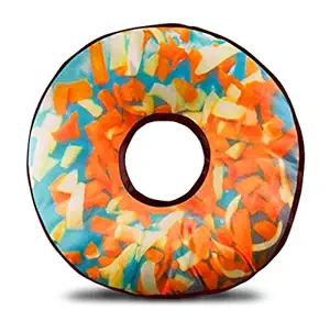 DreamVio Donut/Doughnut Cushion/Pillow | Velvet Fabric|Birthday Gifts | Soft Toys | Gift for Kids,Boys,Girls for Children, Plush Pillow | Size 14x14 inches Design45