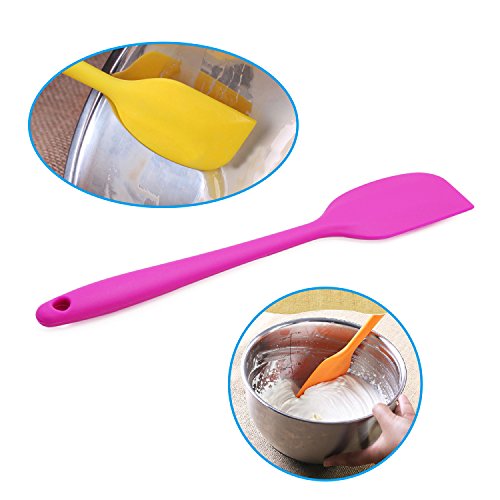 Belmalia 3x Teigschaber Silikon, einteilig, 22 cm Set Blau + Grün + Pink Rosa - 4