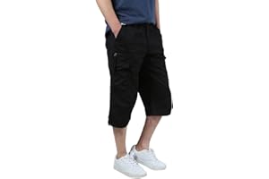 Allthemen Bermudas para Hombre con Goma elástica 3/4, Pantalones Cargo para Verano, Pantalones Cortos