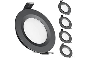 acegoo 4 x Spot LED Encastrable 12V Trou 58-65mm 3W 3200K Plafonnier Encastré pour Camping-car Bateau Caravane Van Yacht, Blanc chaud (Noir)