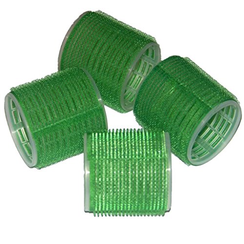 4 EXTRA LARGE GREEN SOFT VELCRO PLASTIC FOAM CURLERS STYLING ROLLERS HAIR HAIRDRESSING