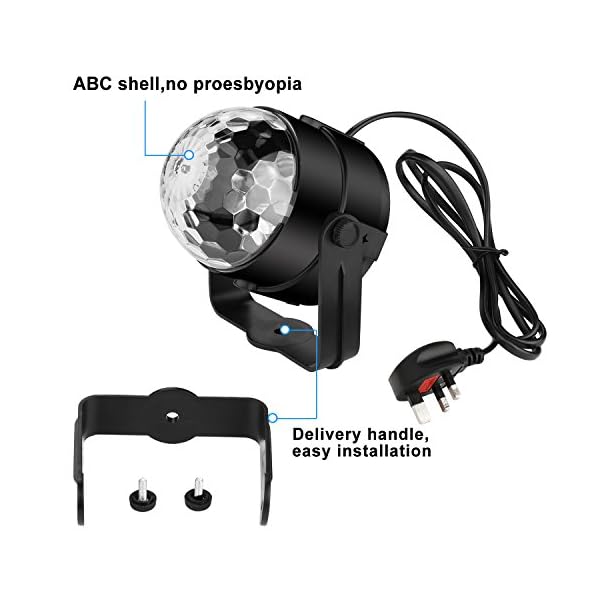 NIUBIEER Disco lights Glitter Ball 3W RGB LED Strobe Light Music Activated Party Lights Glitter Ball with Remote Control,Mini Mirror Ball Rotating Effective lighting for Home Birthday Party,KTV,Bar - Image 7