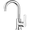 Funime Modern Basin Taps Mixers Bathroom Sink Taps Chrome Single Lever Swivel Basin Mixer Tap with UK Standard Fittings