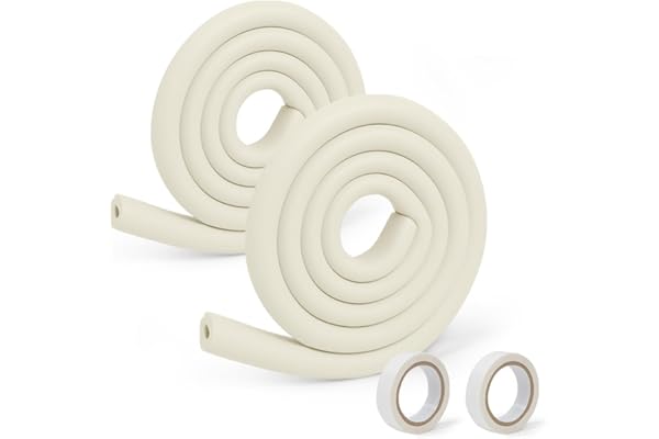 Vicloon Protection d'Angles et Rebords pour Bébés, 2M * 2 Set Protection Mousse Sécurité Rouleau de Mousse Antichoc pour Bébé sur Coins de Murs,des Meubles,Bords de Table