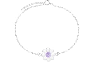 LOVE YOUR CITY Bracelet petite fleur. Bijoux cadeaux pour filles, enfants. Bijou pour enfant en argent sterling 925 avec émail. 14-17 cm réglable, 17 centimeters