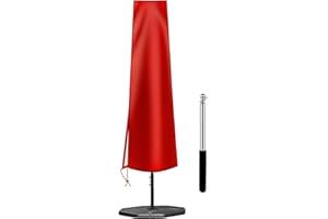 OKPOW Schirmabdeckung, 420D Oxford-Gewebe, Terrassenschirmabdeckungen, wasserdicht, mit Reißverschluss, für 2,7 m bis 3,6 m Garten und Außenbereich, Rot