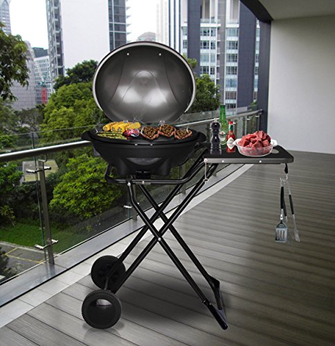 BBQ Elektro-Grill 2200 Watt mit 40 x 33 cm Grillplatte und 3 Meter Kabel, dank der Räder perfekt als Grillwagen, sicherer Stand, Kugelgrill, Tischgrill Standgrill Barbecue, Indoor & Outdoor - 3