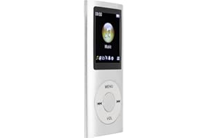 PUSOKEI MP3 Player, Tragbarer Digitaler Verlustfreier Musikplayer, Multifunktionaler MP3 Musikplayer mit 1,8 Zoll LCD Bildschirm, Lange Akkulaufzeit, Unterstützt Bis zu 64 GB (Silber)