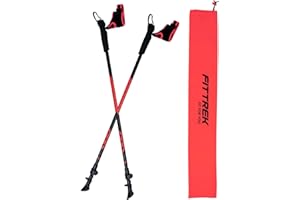 FitTrek Nordic Walking Poles for Men Women - 2 Pack Aluminum Nordic Walking Sticks - Nordic Poles with Ergonomic Grip Adjustable Ultralight for Hiking, Camping, Trekking, Mountaineering, Backpacking